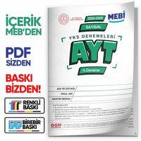 2026 ÖSYM YKS-AYT SAYISAL MEB ONLİNE Türkiye Geneli 4 Deneme Büyük Boy RENKLİ BASKI ÜCRETİ