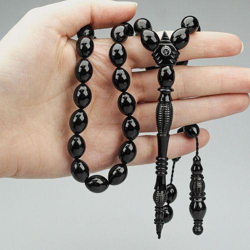 Oltu Taşı Özel Seri İmame Fıçı Oyma İşçilikli Tespih