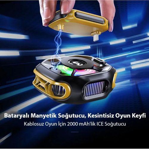 MEMO CX12 Yarı İletken Telefon Soğutucu Fan 2000mAh Manyetik Bağlantı Dijital Ekran RGB Işıklı