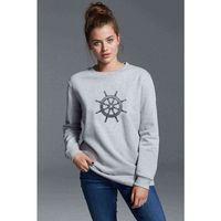 Gemi Dümeni Baskılı Gri Kadın Sweatshirt