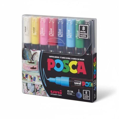 UNİBALL POSCA 0.7 SU BAZLI POSTER MARKÖR ANARENK 8'li (UNİ-PC-1M) / 8C SET