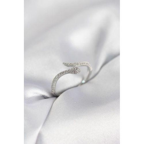 Gümüş Renk Yılan Model Zirkon Taşlı Kadın Yüzük