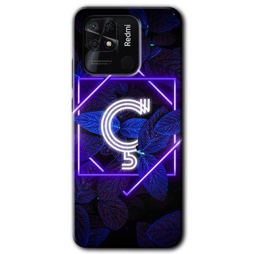 Redmi 10C Kılıf HD Desen Baskılı Arka Kapak - Dark Neon Yaprak Ç Harfi + Kırılmaz Cam