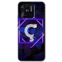 Redmi 10C Kılıf HD Desen Baskılı Arka Kapak - Dark Neon Yaprak Ç Harfi + Kırılmaz Cam