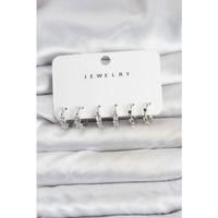 Pirinç Gümüş Renk Zirkon Taşlı Kadın Küpe Seti