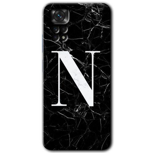 Potkal Hediye Fabrikası Xiaomi Redmi Note 11 Pro 5G Kılıf HD Desen Baskılı Arka Kapak - Siyah Mermer Desenli F Harfi