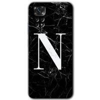 Xiaomi Redmi Note 11 5G Global HD Baskılı Kılıf + 9D Tam Ekran Koruyucu-Mermer Desenli N Harf