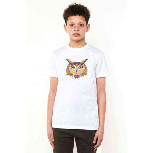 Polygonal Head Owl Baykuş Baskılı Unisex Çocuk Beyaz t-shirt