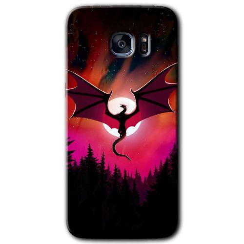 Galaxy S7 Edge Kılıf HD Desen Baskılı Arka Kapak - Dragon Night + Kırılmaz Cam
