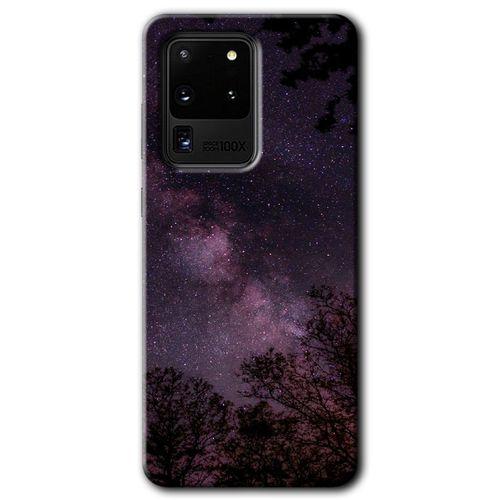 Samsung Galaxy S20 Ultra Kılıf HD Desen Baskılı Arka Kapak + Temperli Cam - Gece Galaksi