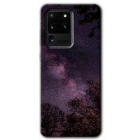 Samsung Galaxy S20 Ultra Kılıf HD Desen Baskılı Arka Kapak + Temperli Cam - Gece Galaksi