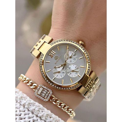 Bigotti Çelik Kordon 2 Yıl Garantili 3 Atm Suya Dayanıklı Spor Kadın Kol Saati+Bileklik YBG.10661.3