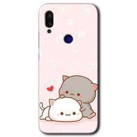 Xiaomi Redmi Note 7 Kılıf HD Desen Baskılı Arka Kapak - Kedi Aşkı