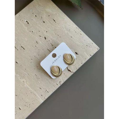 Taşlı Küpe - Krem