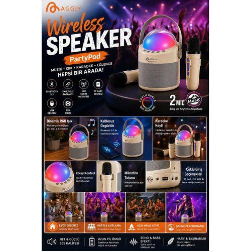 Partypod Bluetooth 5 3 Destekli Çok Fonksiyonlu Kablosuz Mikrofon Ve Hoparlör