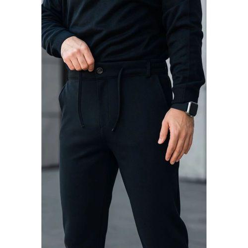 Erkek Diagonel Mikro Dokulu Cepli Pantolon - Siyah