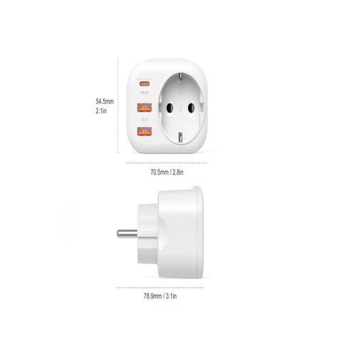 Ac-115 2500w 3.4a 2usb 1type-c 1soket Akım Korumalı Şarj Adaptörü Priz Çoğaltıcı