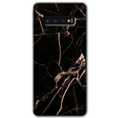 Galaxy S10 Kılıf HD Desen Baskılı Arka Kapak - Siyah Gold Mermer