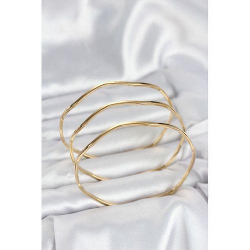 316L Çelik Gold Renk 65 mm Ajda Zikzak Model 3lü Kadın Bileklik