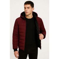 Erkek Şişme Kapüşonlu Fermuarlı Mont Su Itici Kapitone Astarlı Kumaş Cepli Kışlık Rahat Kalıp - Bordo