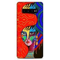 Lopard Samsung Galaxy S10 Plus Uyumlu Kılıf Sürreal Yüzler ♀ (10) Full Koruma Kılıfı Desenli
