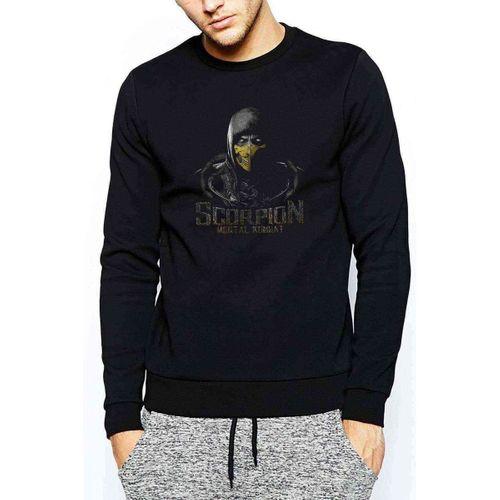Mortal Kombat Scorpion Fatality Baskılı Siyah Erkek Sweatshirt