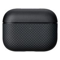 Apple Airpods Pro 3 Kılıf 1500D Aramid Fiber Pitaka Ultra-Slim Classic Serisi Black-Grey Twill Kapak