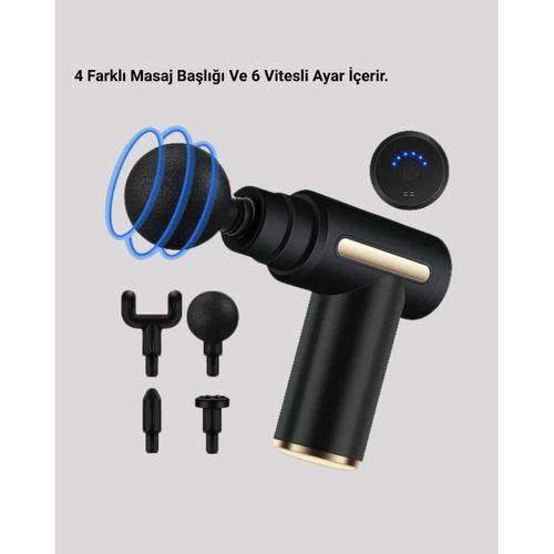 Derin Doku Masaj Tabancası 4 Başlık 6 Kademeli Sessiz Güç Şarjlı Kas Gevşetici