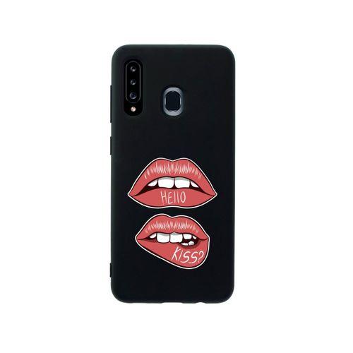 Samsung A20s Hello Kiss Premium Silikonlu Siyah Telefon Kılıfı