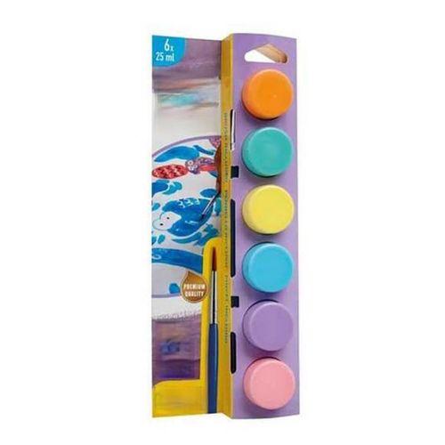 Pastel Suluboya Süper Yıkanabilir Fırçalı 6x25ml 6'lı Set