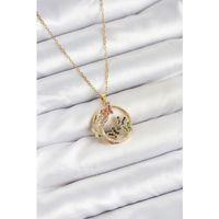 316L Çelik Zincir Gold Renk Zirkon Taşlı Kelebekli Kadın Kolye