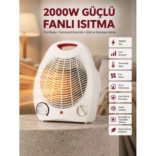 2000w Taşınabilir Elektrikli Fanlı Isıtıcı – Hızlı Isınma, Kompakt Boy