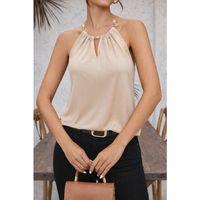 Kadın Omuzlardan Açık Zincir Halka Detaylı Sandy Bluz