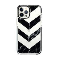 iPhone 12 Pro Casetify Mermer Üçgen Desenli Anti Shock Premium Silikonlu Siyah Kenar Detaylı Telefon