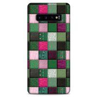Samsung Galaxy S10 Plus Kılıf Patchwork (34) Slim Armor Kılıf Yeşil Fuşya