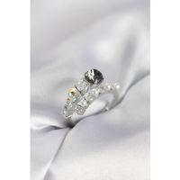 Gümüş Renk Pirinç Zirkon Taşlı İncili Kadın Yüzük