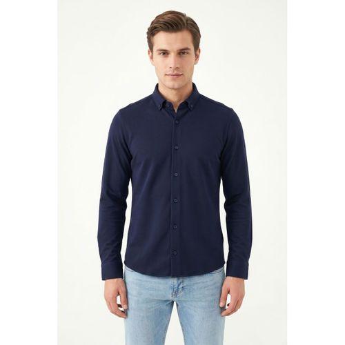 Erkek Spor Slim Fit Uzun Kol Petek Dokulu Gömlek BGL-ST05482