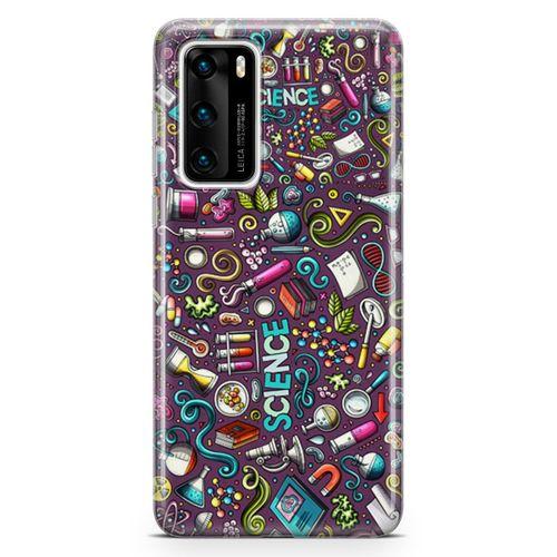 Huawei P40 Kılıf Bilim İçin Doodle Arka Kapak Koruma Desenli Full Koruyucu