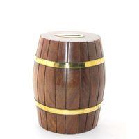 Pirinç Ahşap Fıçı Kumbara 15 Cm
