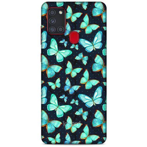 Samsung Galaxy A21s Kılıf Kelebek Etkisi (12) Koruyucu Silikon Beyaz Mavi