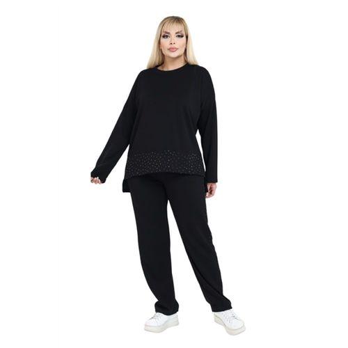 Melsay Butik Siyah Taş Baskılı Şerit Detay Kadın Eşofman Takımı