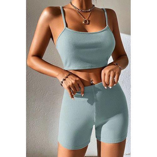 Kadın Açık Mavi Şortlu Kaşkorse Gecelik Takım