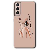 Samsung Galaxy S21 Plus HD Baskılı Kılıf + 9D Tam Ekran Koruyucu - Çizim Silüet