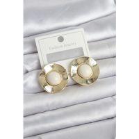 Vintage Model Beyaz Gold Renk Pirinç Kadın Küpe