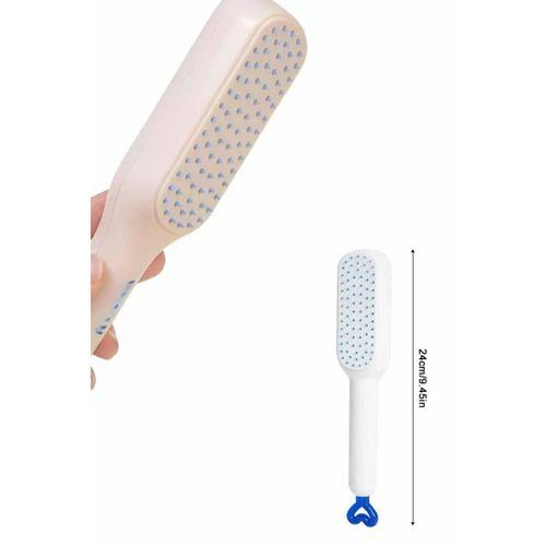 Kendi Kendini Temizleyen Otomatik Tuşlu Saç Tarağı Dolaşık Açıcı Masaj Fırçası Silikon Fırça