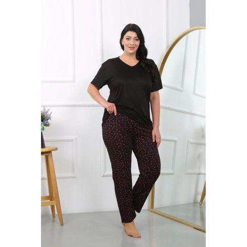 Kadın Büyük Beden Kısa Kol Penye Pijama Takımı Siyah
