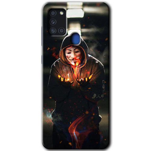 Samsung Galaxy A21s HD Baskılı Kılıf + 9D Tam Ekran Koruyucu - V for Fire