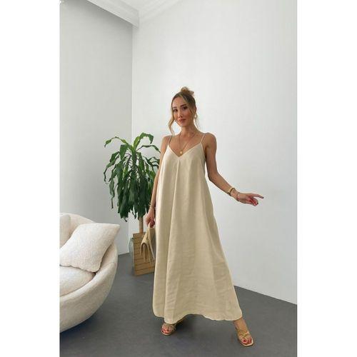 Kadın Ip Askılı V Yakalı Uzun Aerobin Elbise