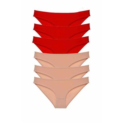 6 adet Eko Set Likralı Kadın Slip Külot Kırmızı Ten