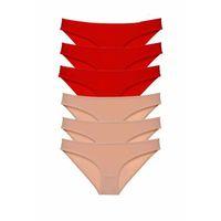 6 adet Eko Set Likralı Kadın Slip Külot Kırmızı Ten